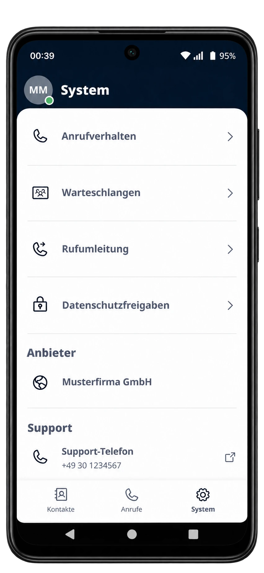 LEONPBX system functions on a current Android smartphone