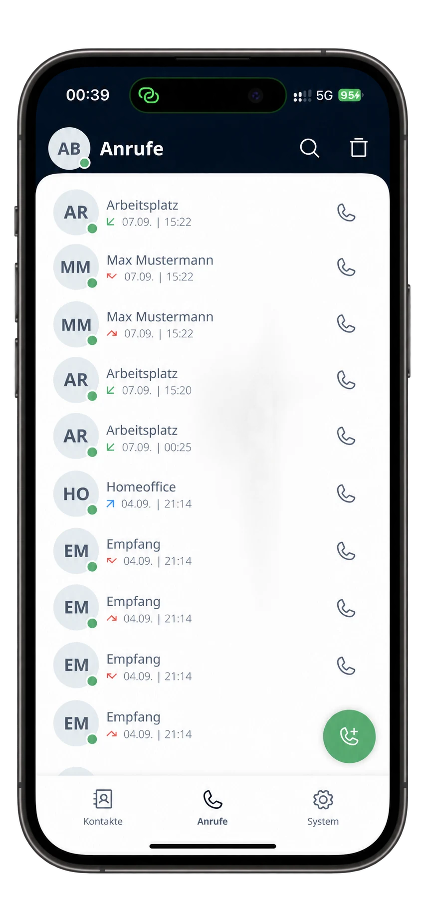 LEONPBX call history on a current iPhone